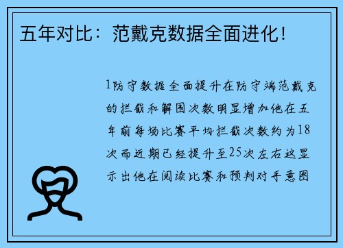 五年对比：范戴克数据全面进化！